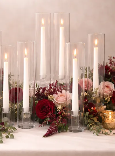 Location de bougeoirs en verre d'une hauteur de 30cm — Les Pimp'ettes