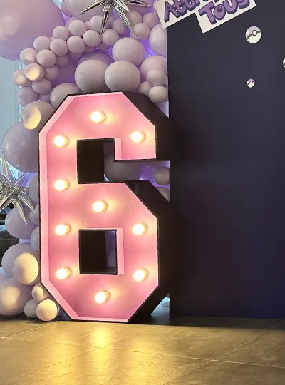 Chiffre 6 à louer — Lumineux, XXL, violet et rose — Les Pimp'ettes