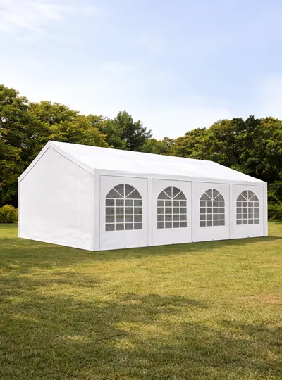 Tente de réception blanche en location — 4mx10mx2m — Les Pimp'ettes