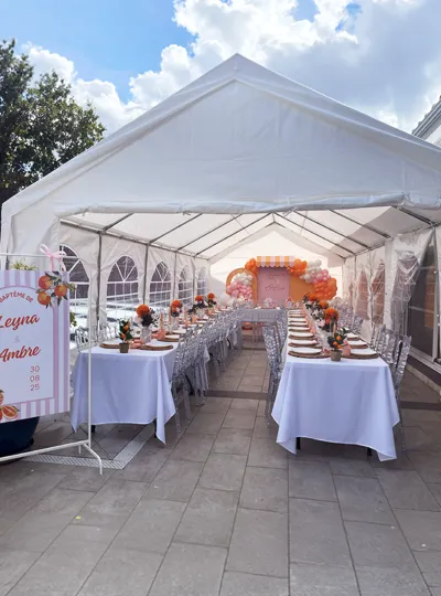 Grande tente de réception — 4m/10m/2m — Les Pimp'ettes