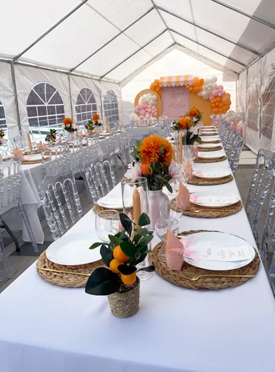 Tente de réception pour événement — 4m/10m/2m — Les Pimp'ettes